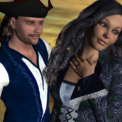 Beautiful Poser of pirate and his lady for my pirate story by best friend Angel.