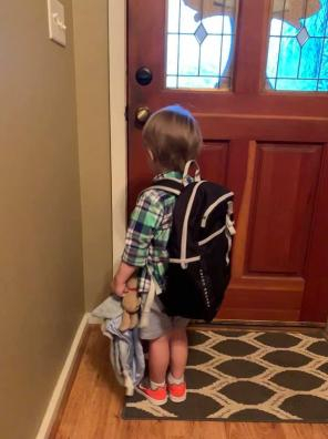 Waiting to leave for the first day of school