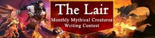 Header for The Lair, mythical creatures writing contest.