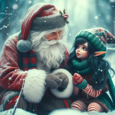 Santa and Zaya Elf Image By Best Friend Angel. 